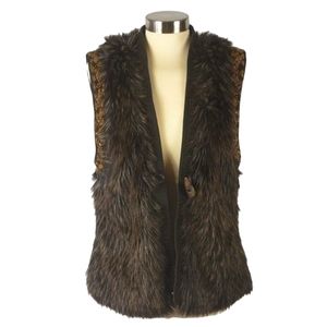 Guess Brown Faux Fur Jewel Vest